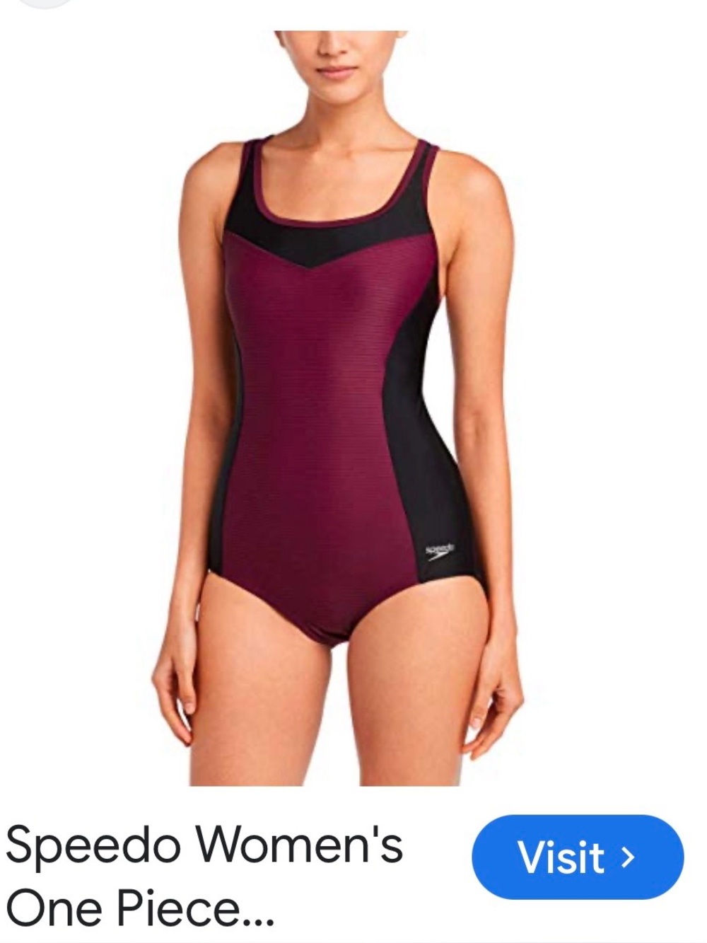 Speedo Women's One-Piece Swimsuit in Burgundy and Black